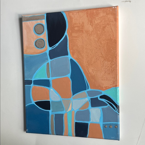 Tan/Blue Acrylic Painting / 11x14 Wall Art - Picture 1 of 3